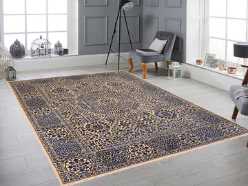 handmade Geometric Mamluk Beige Blue Hand Knotted RECTANGLE 100% WOOL area rug 8x10